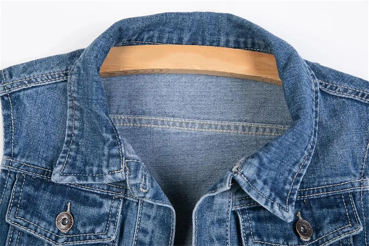 Women's Denim Vest Spring Autumn Single Breasted Mid-Length Sleeveless Jean Jacket