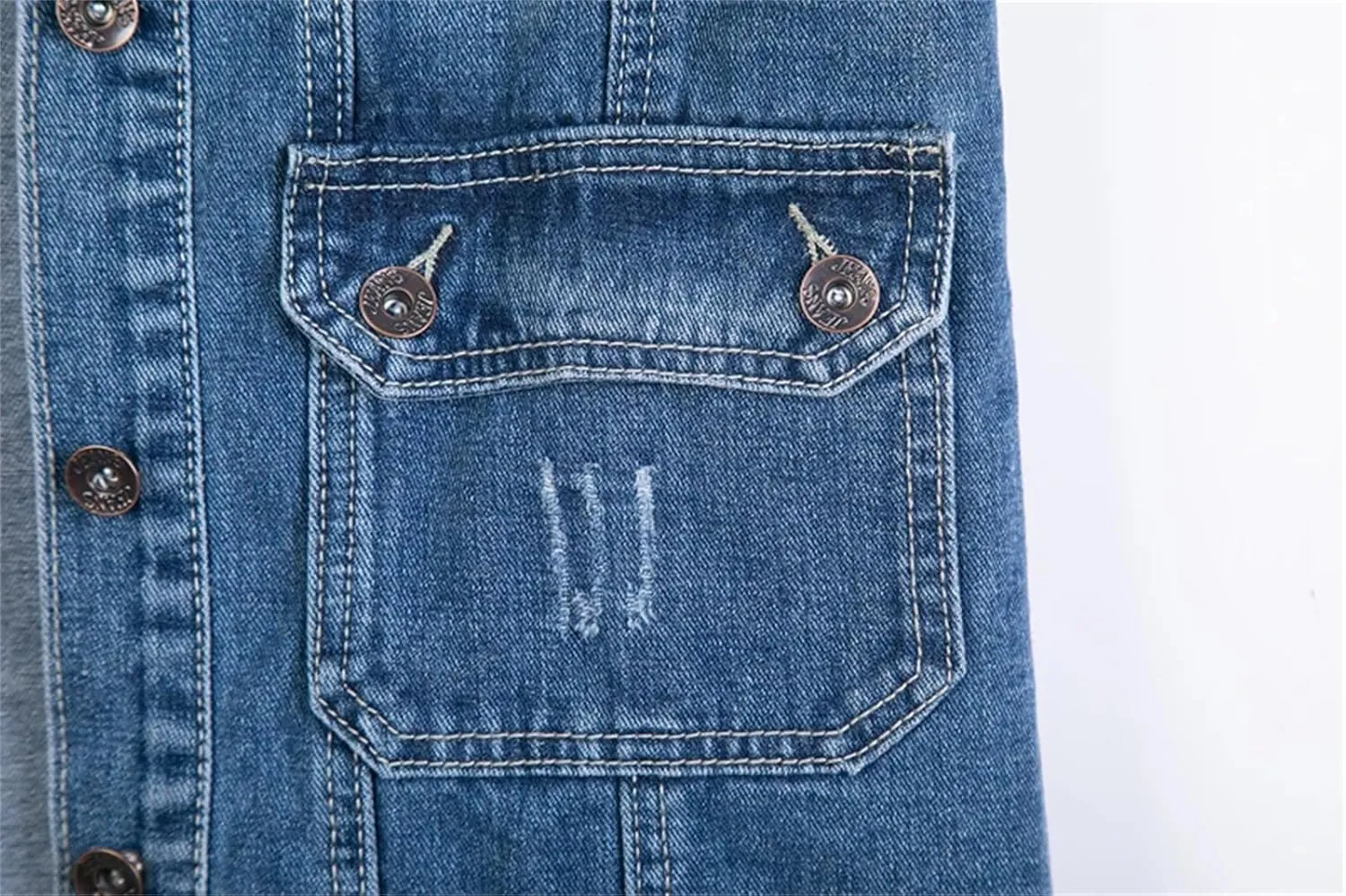 Women's Denim Vest Spring Autumn Single Breasted Mid-Length Sleeveless Jean Jacket