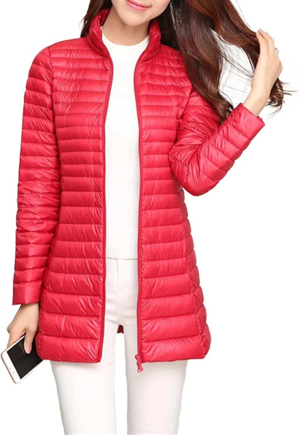 Women's Down Long Hooded Jacket Lightweight Warm Puffer Coat Bubble Coat Packable Hooded Puffer Jacket