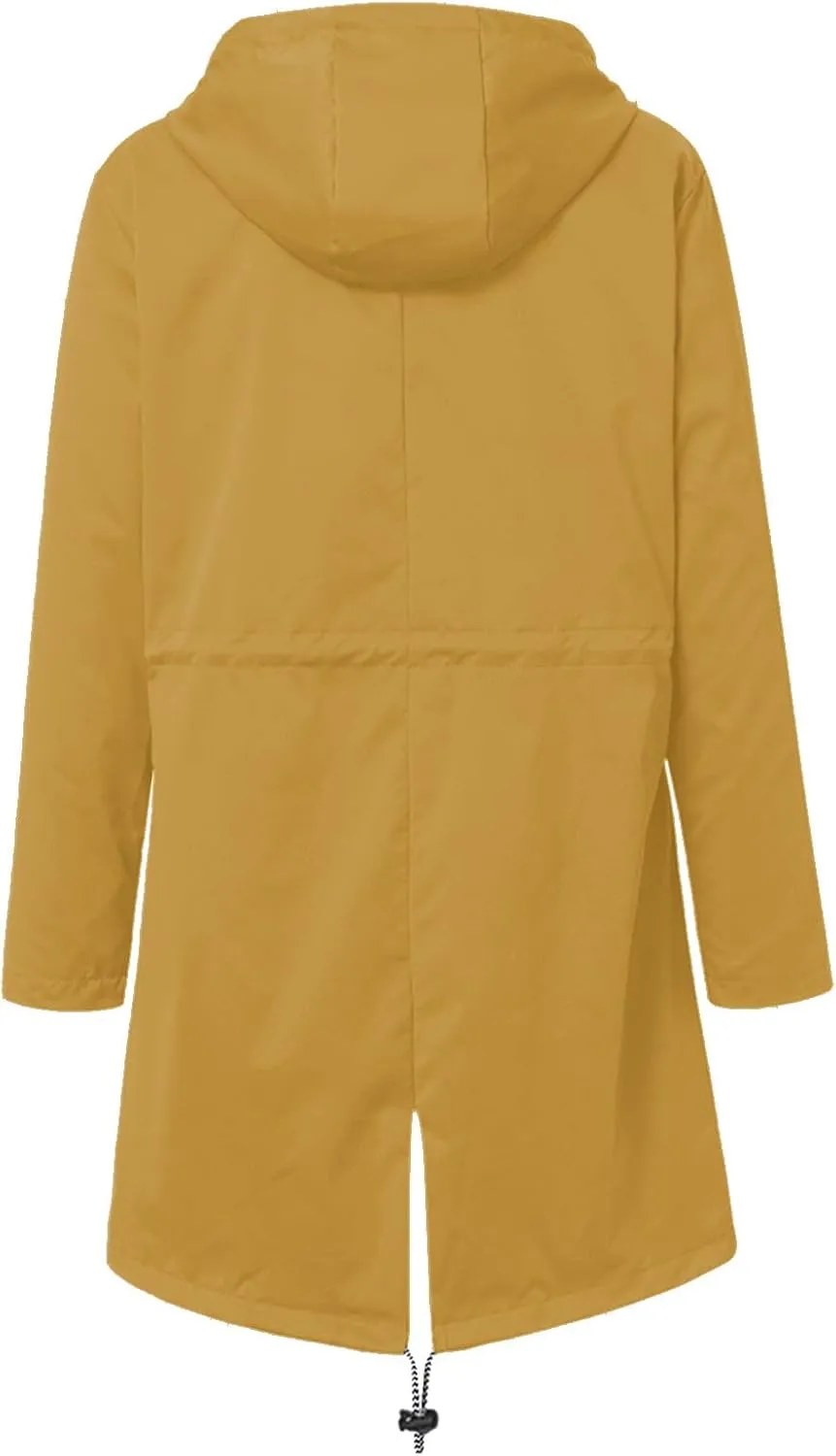 Womens Fashion Solid Zipper Rain Jacket Long Sleeve Hooded Waterproof Rain Coat Warm Comfy Soft Windbreaker with Pocket