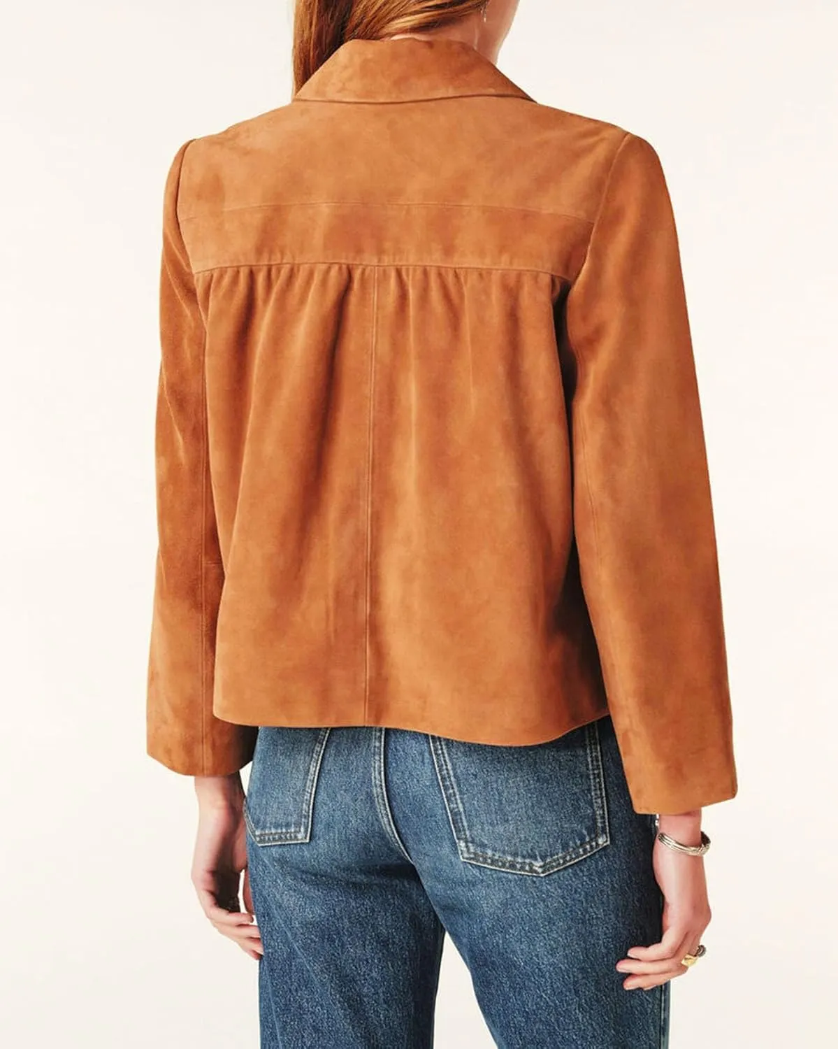 Women's Faux Suede Jacket Long Sleeve Snap Button Casual Outfits Open Front Turn Down Collar Outwear Jackets