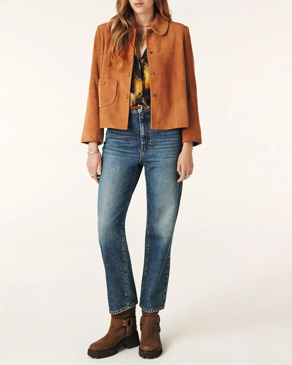 Women's Faux Suede Jacket Long Sleeve Snap Button Casual Outfits Open Front Turn Down Collar Outwear Jackets
