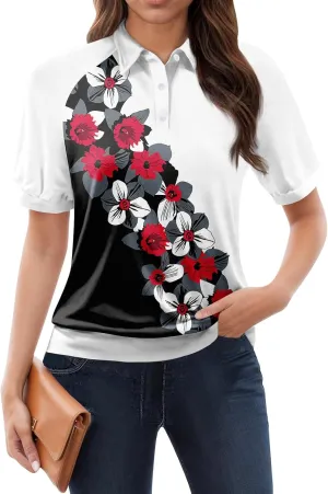 Womens Golf Polo Shirts 2025 Collared Short Sleeve T Shirt Lightweight Moisture Wicking Casual 3 Buttons Outfits