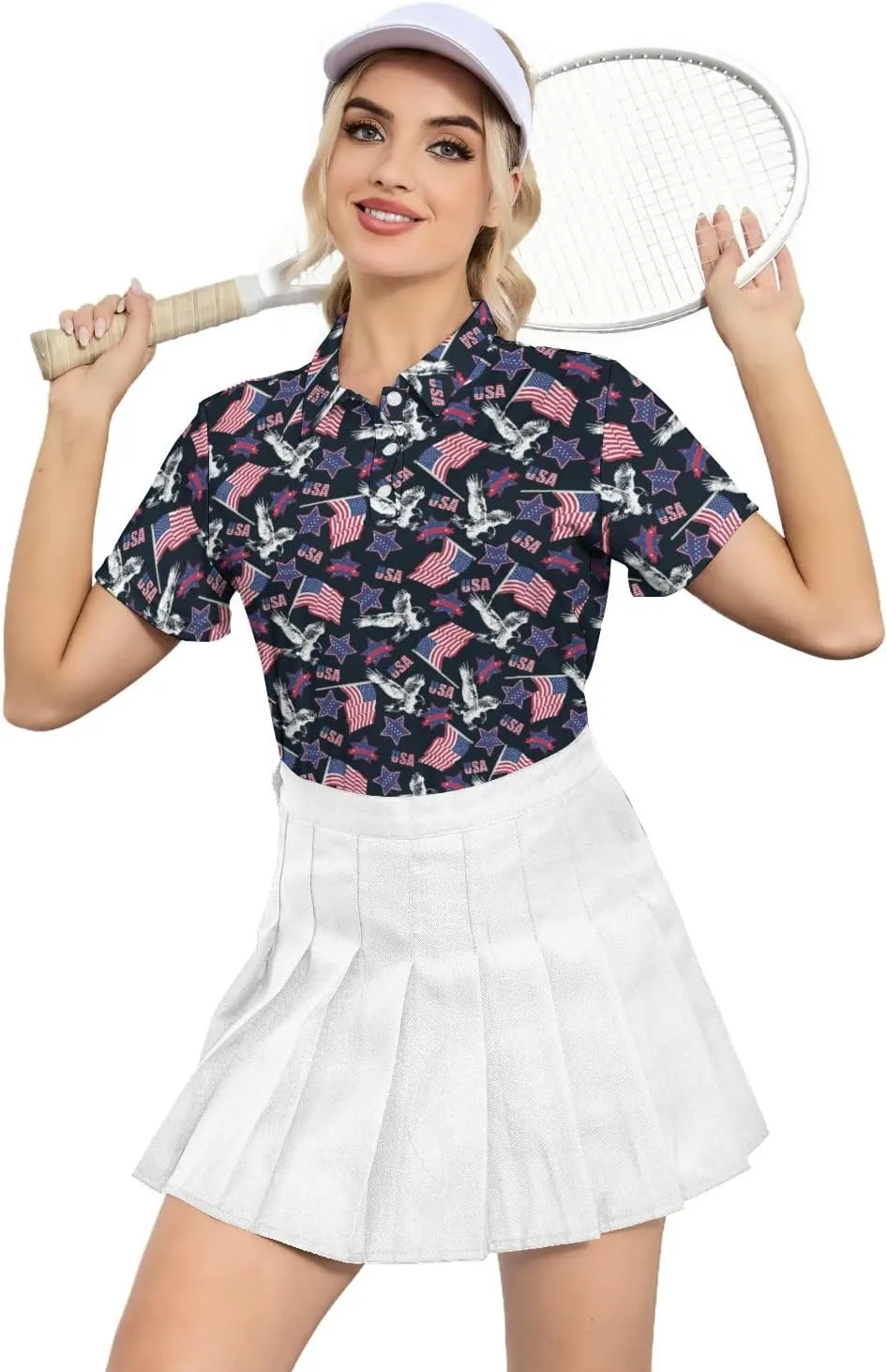 Womens Golf Shirt Short Sleeve V Neck Polo Shirt Moisture Wicking Polo Shirt Quick Dry Tennis Polo Shirt