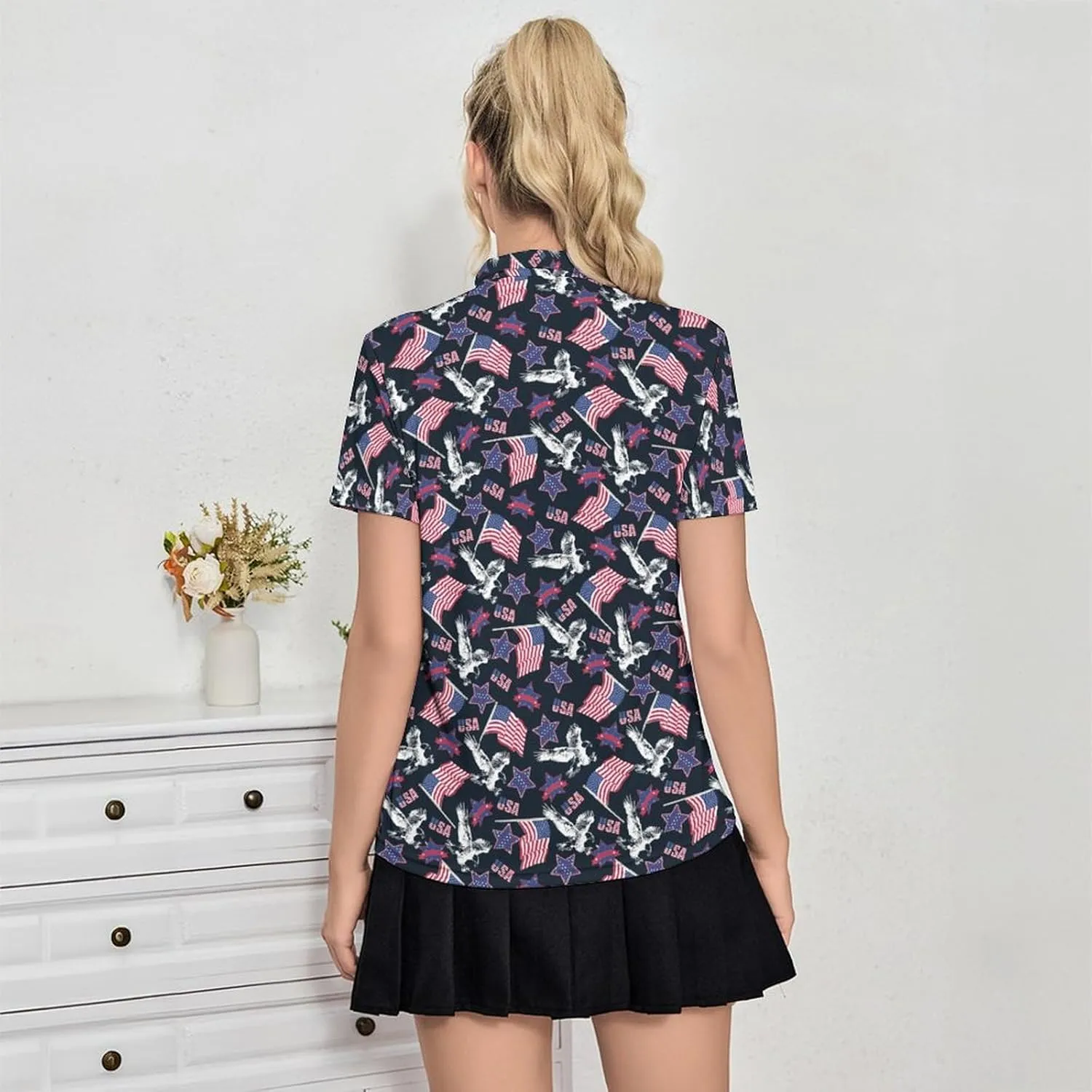 Womens Golf Shirt Short Sleeve V Neck Polo Shirt Moisture Wicking Polo Shirt Quick Dry Tennis Polo Shirt