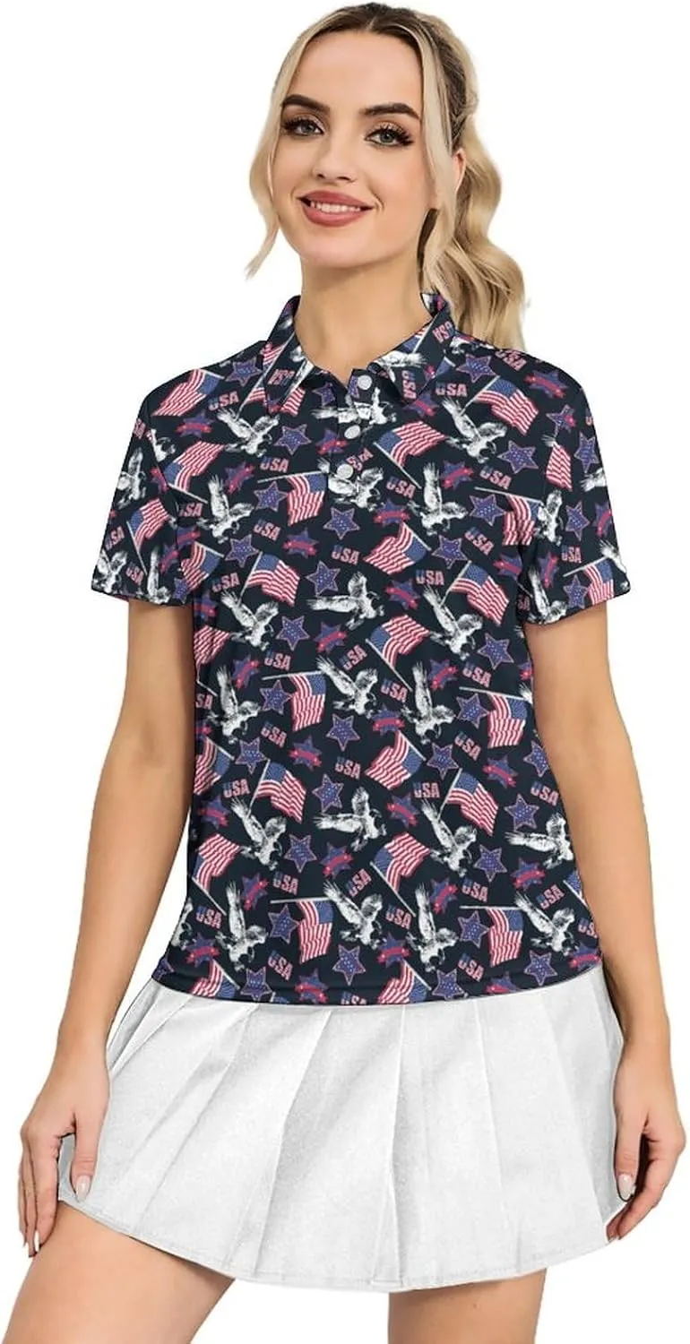 Womens Golf Shirt Short Sleeve V Neck Polo Shirt Moisture Wicking Polo Shirt Quick Dry Tennis Polo Shirt
