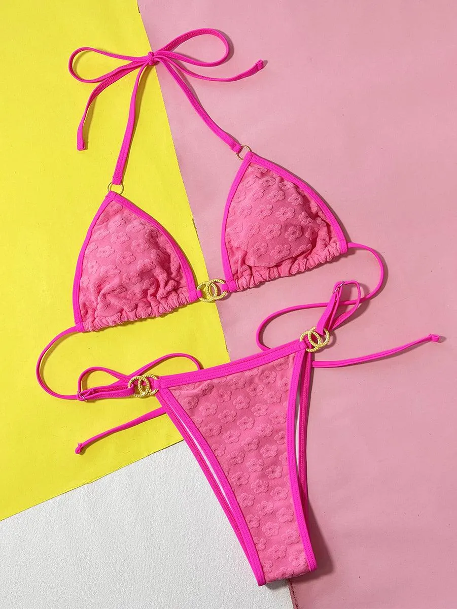 Women's Jacquard String Bikini Set | Sexy Beachwear for Women