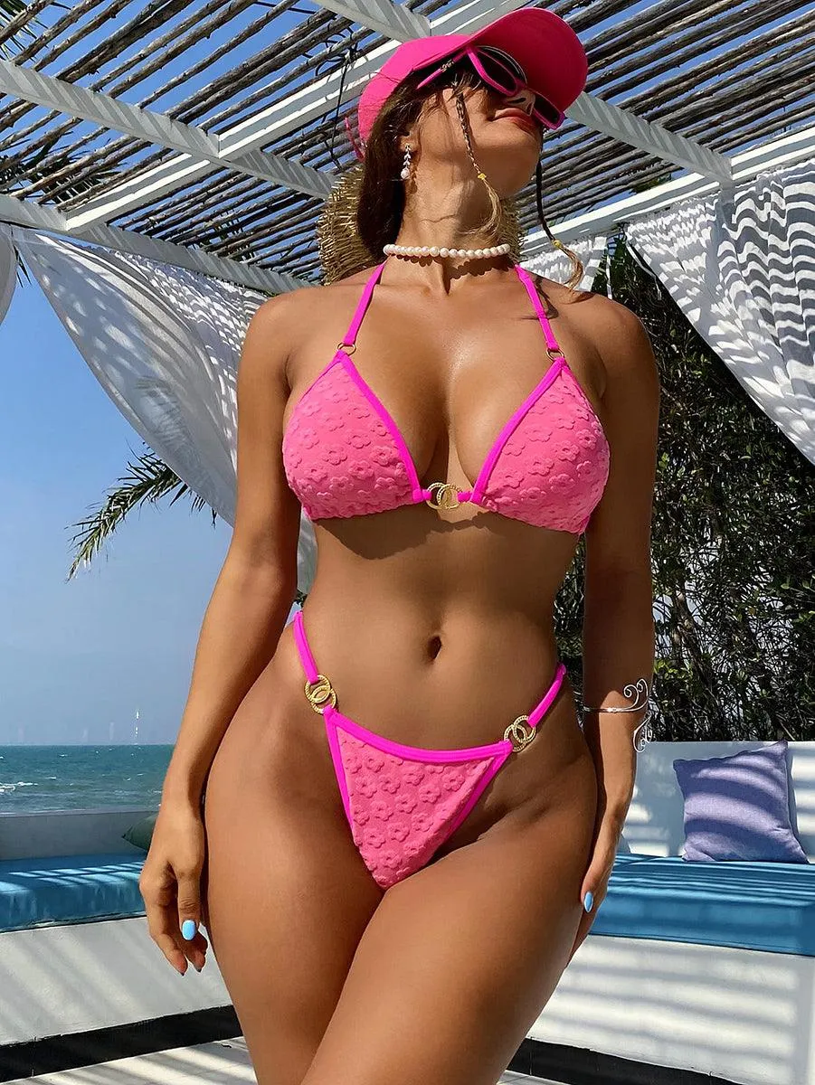 Women's Jacquard String Bikini Set | Sexy Beachwear for Women