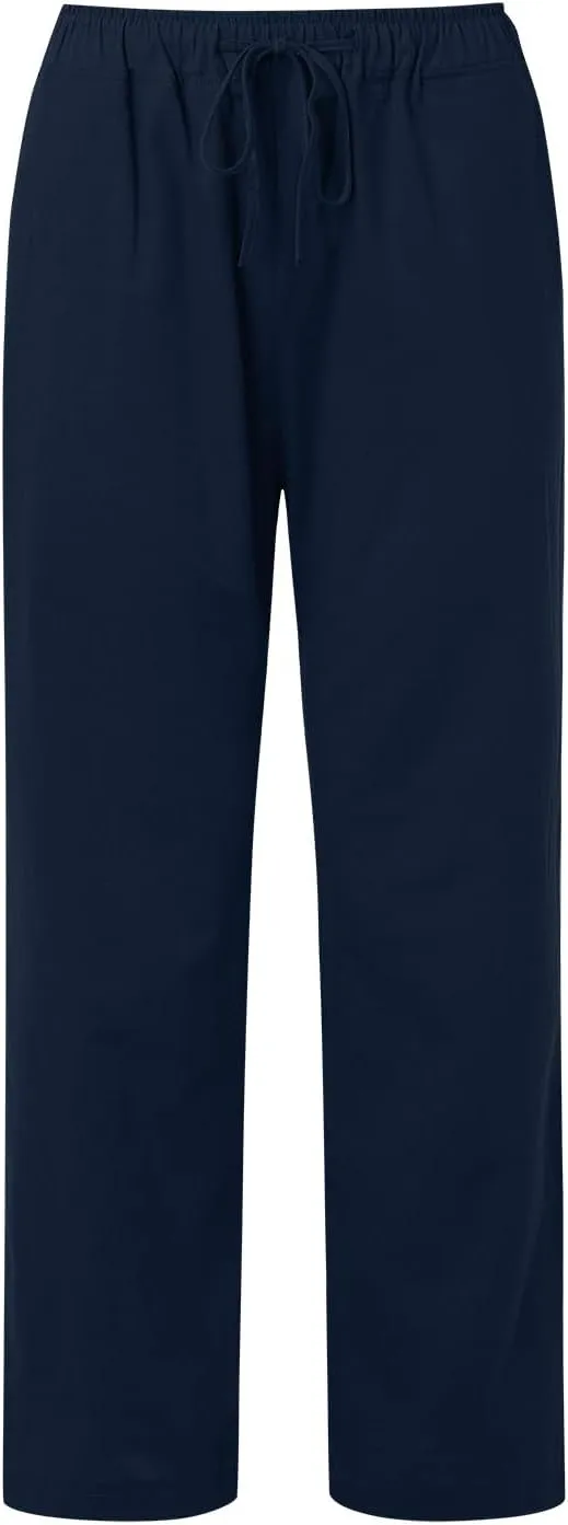 Womens Linen Palazzo Pants Casual Summer Beach Vacation High Waist Wide Leg Trousers Lounge Soft Slacks with Pockets
