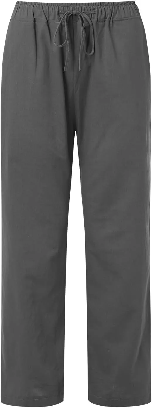 Womens Linen Palazzo Pants Casual Summer Casual Vacation High Waist Wide Leg Trousers Lounge Soft Slacks with Pockets