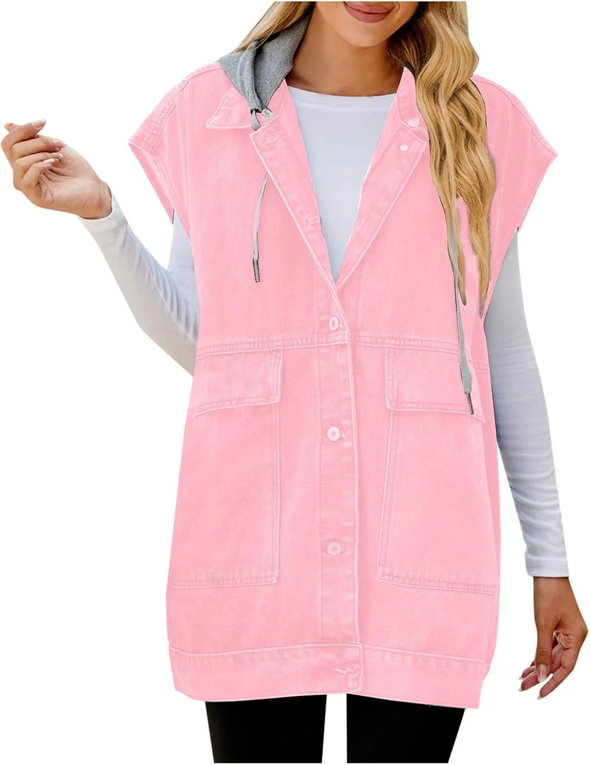 Women's Outerwear Vests New Denim Vest Camisole Summer Fashion Trend Denim Sleeveless Vest with Hat Jacket