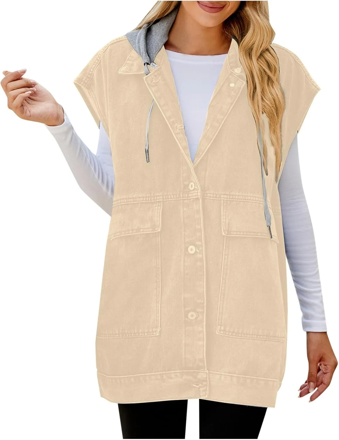 Women's Outerwear Vests New Denim Vest Camisole Summer Fashion Trend Denim Sleeveless Vest with Hat Jacket