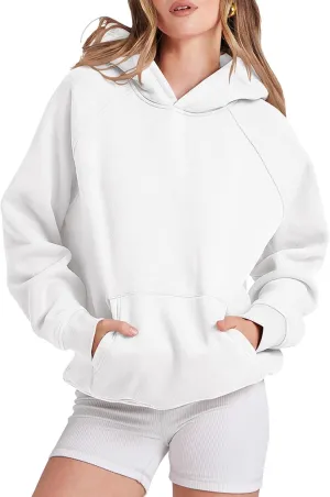 Women's Oversized Hoodie Long Sleeve Pullover Sweater Ribbed Knit Sweatshirt with Pockets 2024 Fall Fashion Outfits