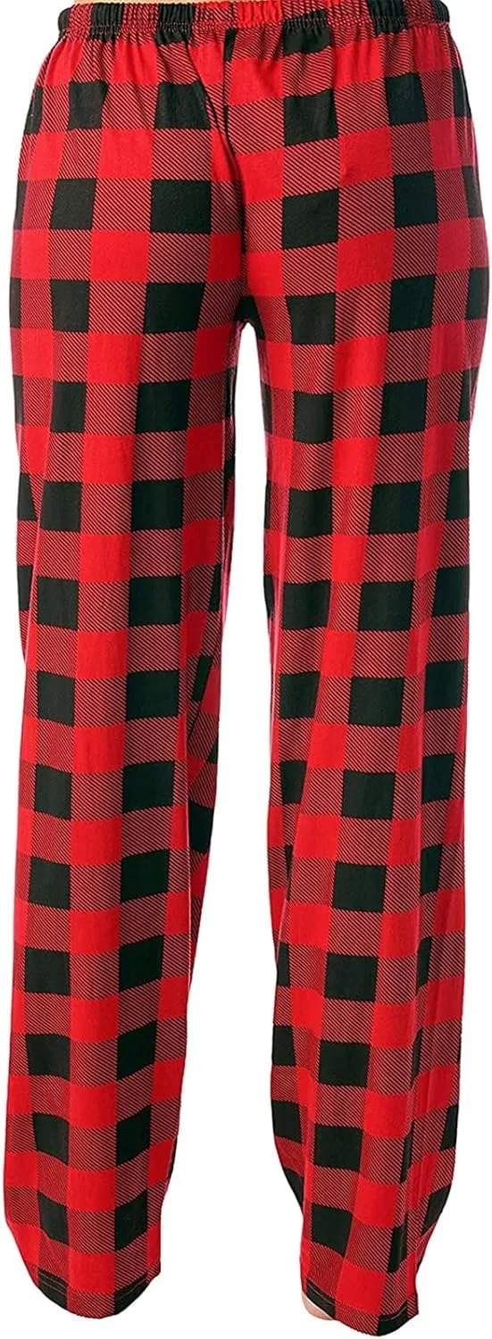 Womens Pajamas Pants 2025 Lounge Cute Plaid Pants Soft Comfy Drawstring Wide Leg Trousers Bell Bottom Sleep Clothing