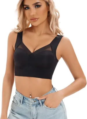 Women's Plus Size Seamless Bra - Back Fat Smoothing Bralette for Sleeping, Sports, and Everyday Wear - Wireless