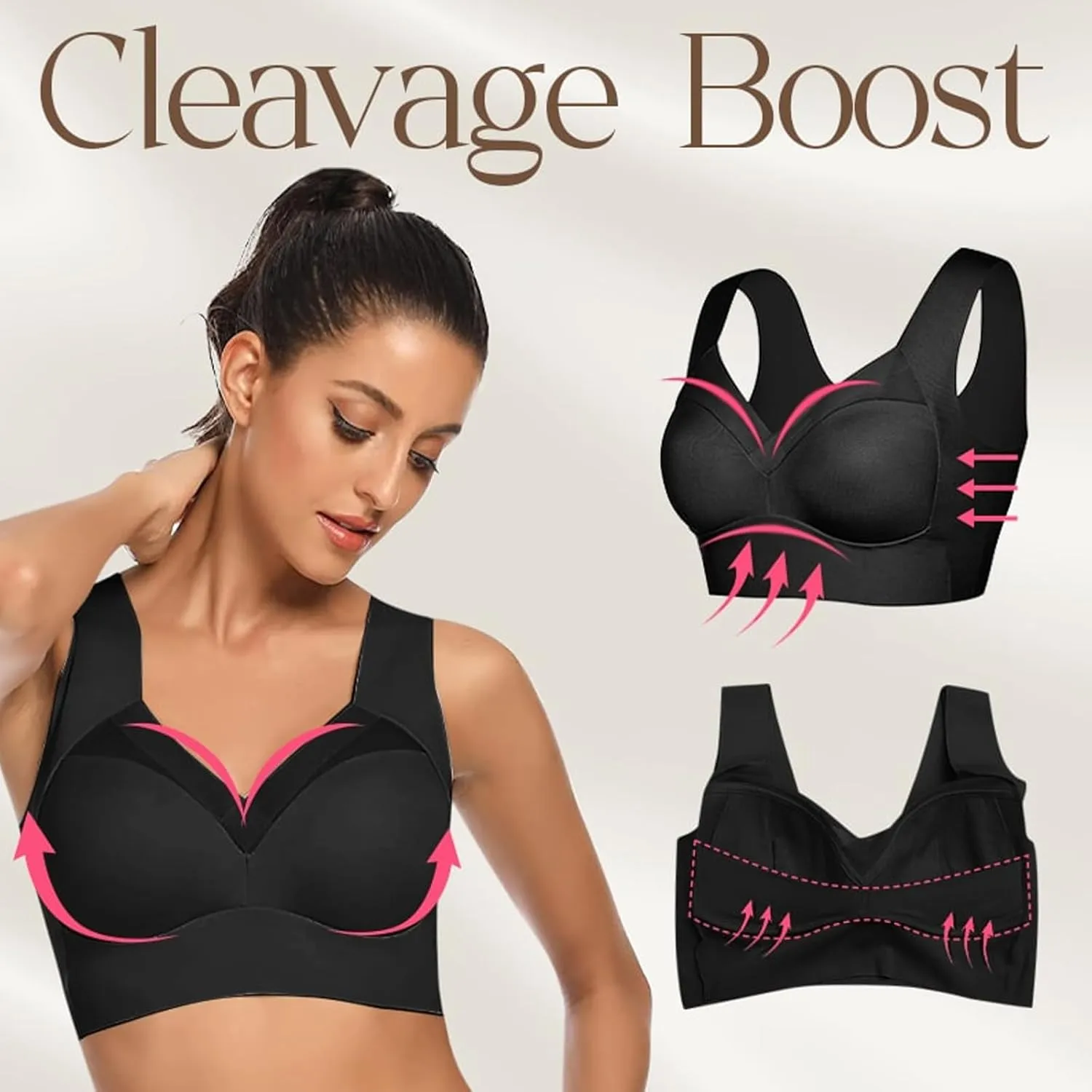 Women's Plus Size Seamless Bra - Back Fat Smoothing Bralette for Sleeping, Sports, and Everyday Wear - Wireless
