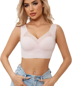 Women's Plus Size Seamless Bra - Back Fat Smoothing Bralette for Sleeping, Sports, and Everyday Wear - Wireless