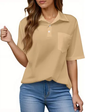 Womens Polo Shirts Short Sleeve Button Collared Golf Tops Casual Tennis Workout Business Dressy Summer Blouse Tees