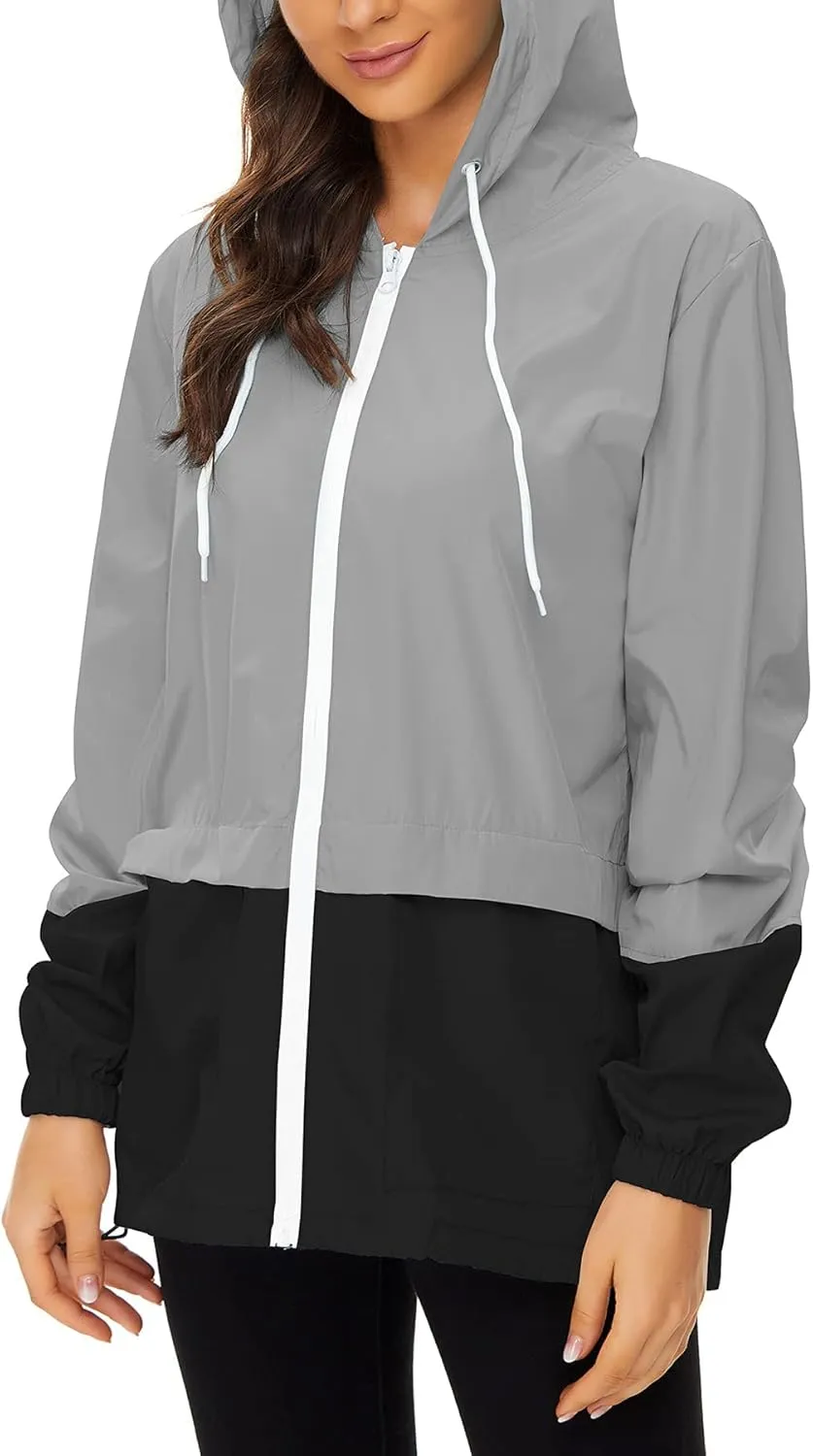 Women's Rain Jacket Lightweight Waterproof Hooded Raincoat Windbreaker Travel Rain Coats for Hiking Travel Outdoor