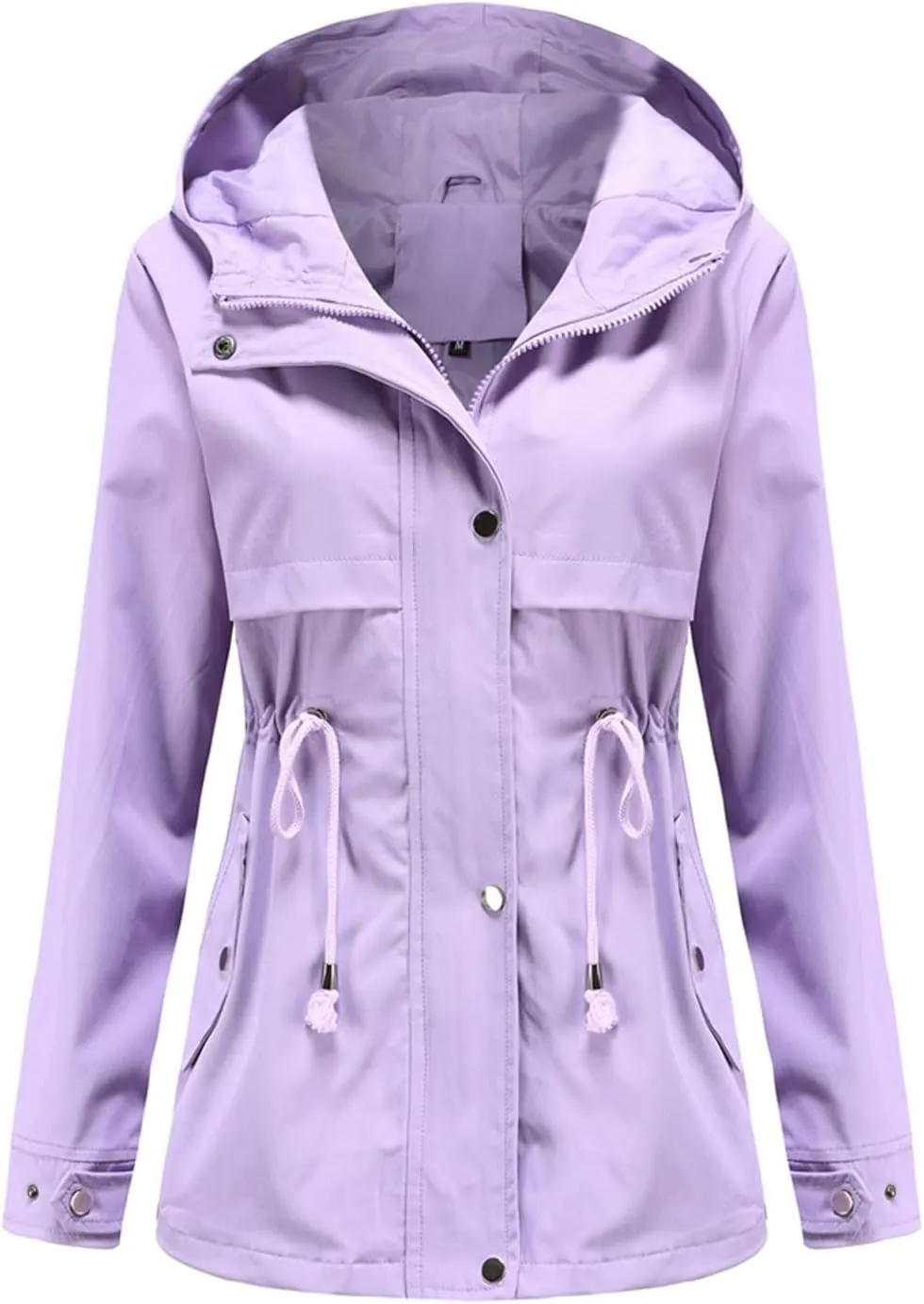 Women's Rain Jacket Waterproof Rain Coat with Hood Windproof Drawstring Adjustable Windbreaker Plus Size Outerwear