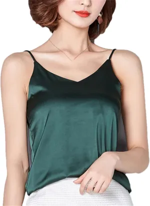 Women's Satin Silk Camisole  Sexy Spaghetti Strap Tank Top Sleeveless Summer Blouse Vest