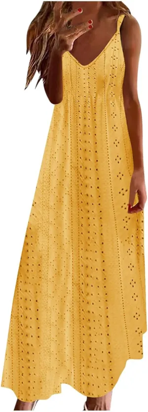 Womens Sleeveless Slip Dresses Loose Fit Dresses for Women V Neck Beach Hawaiian Maxi Long Summer Fall Dresses 2025