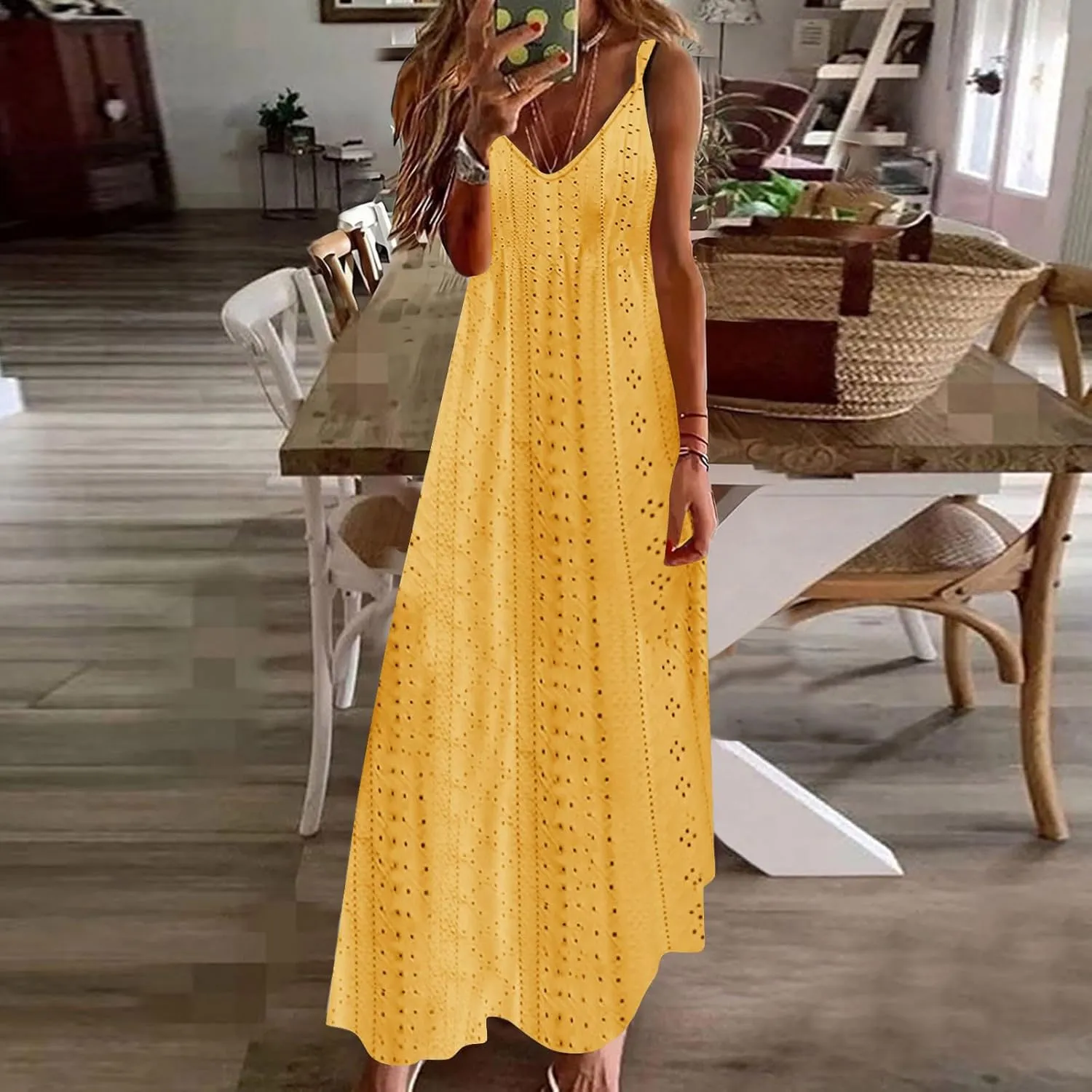 Womens Sleeveless Slip Dresses Loose Fit Dresses for Women V Neck Beach Hawaiian Maxi Long Summer Fall Dresses 2025