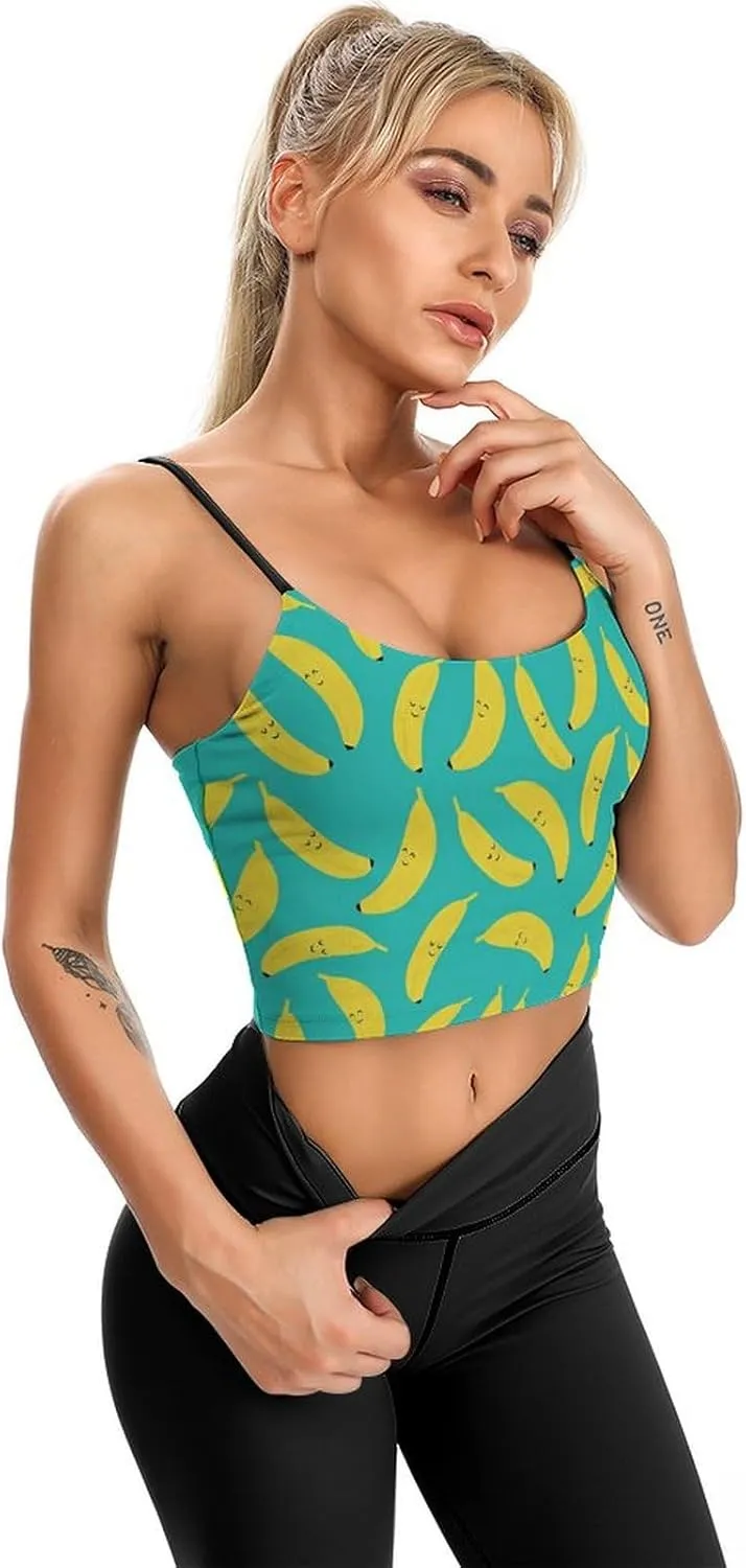 Women's Sleeveless Tank Tops, Summer Womens Shirts Cute Cartoon Banana Printed Camisole