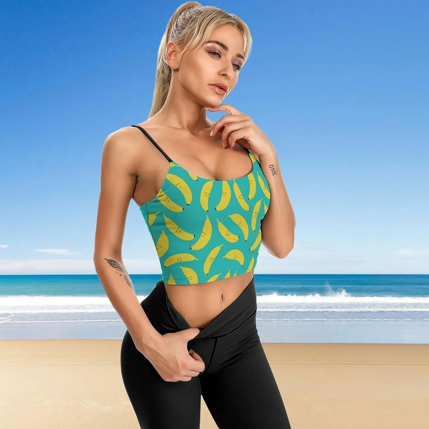 Women's Sleeveless Tank Tops, Summer Womens Shirts Cute Cartoon Banana Printed Camisole