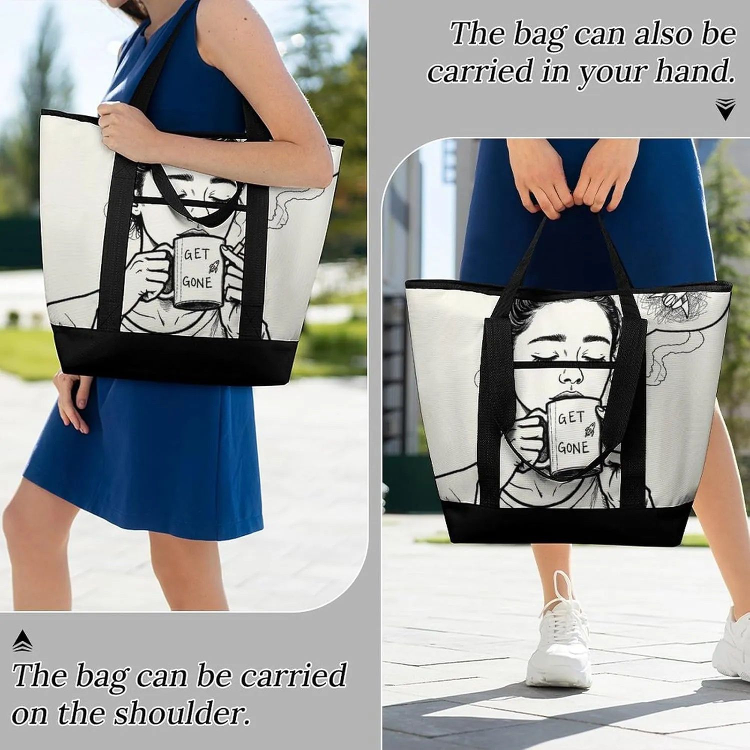 Women's Spacious Thermal Shoulder Bag Stylish Insulated Shopping Tote