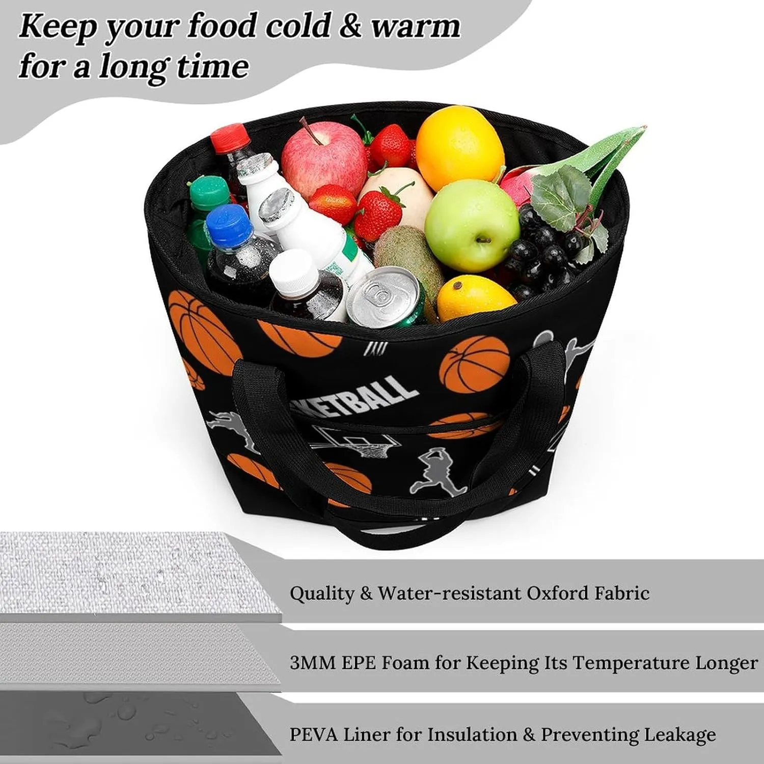 Women's Spacious Thermal Shoulder Bag Stylish Insulated Shopping Tote