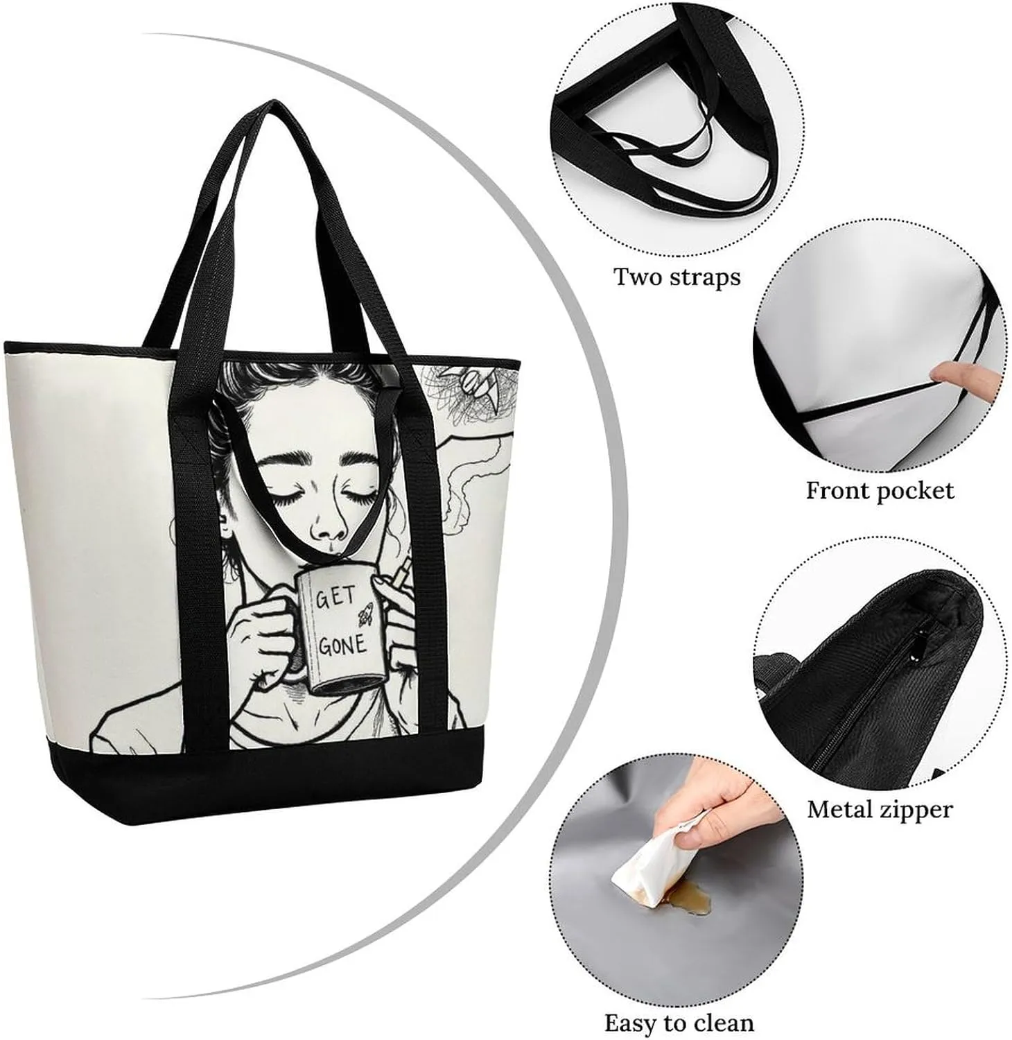 Women's Spacious Thermal Shoulder Bag Stylish Insulated Shopping Tote