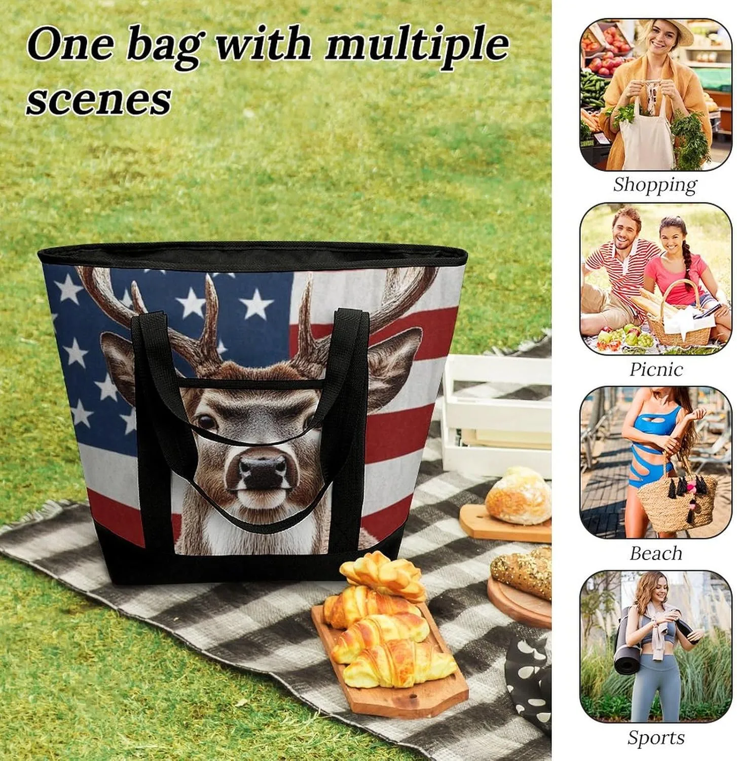 Women's Spacious Thermal Shoulder Bag Stylish Insulated Shopping Tote