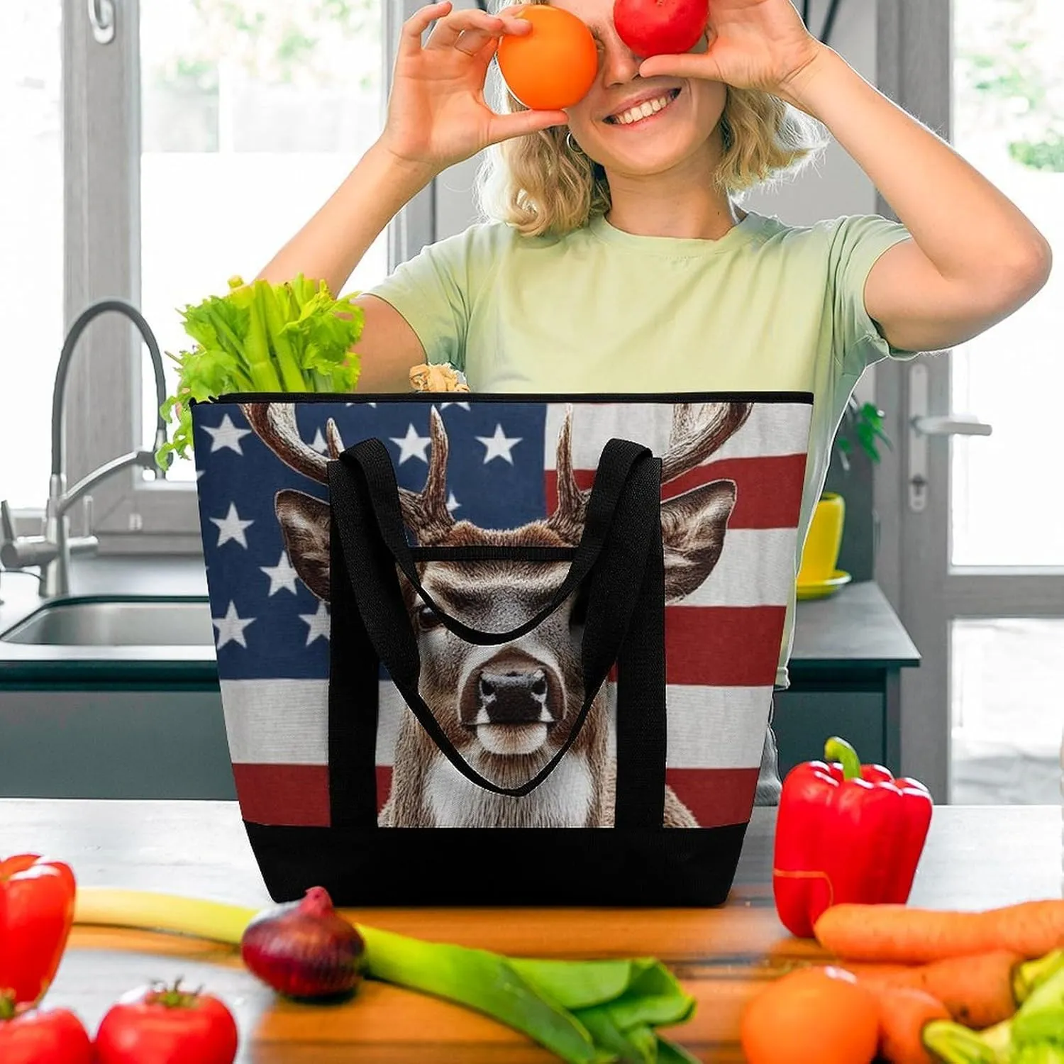 Women's Spacious Thermal Shoulder Bag Stylish Insulated Shopping Tote