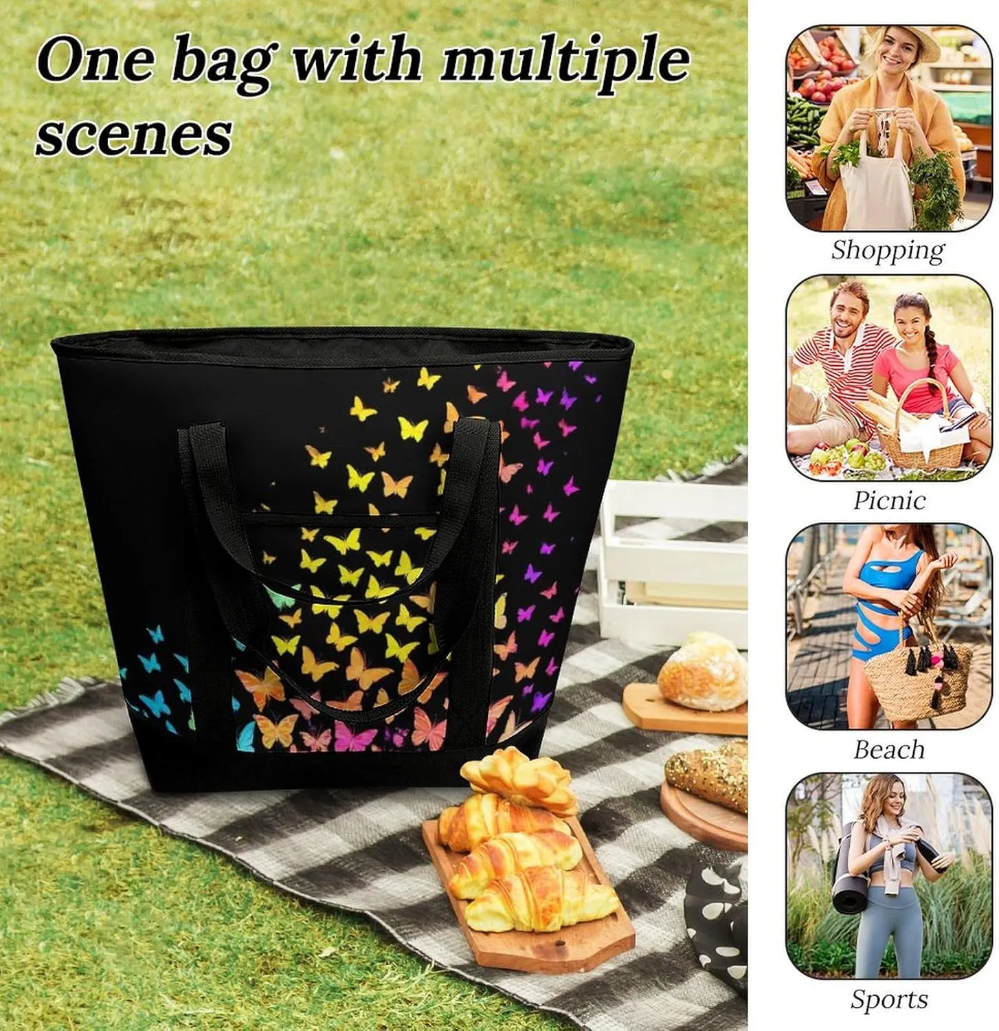 Women's Spacious Thermal Shoulder Bag Stylish Insulated Shopping Tote
