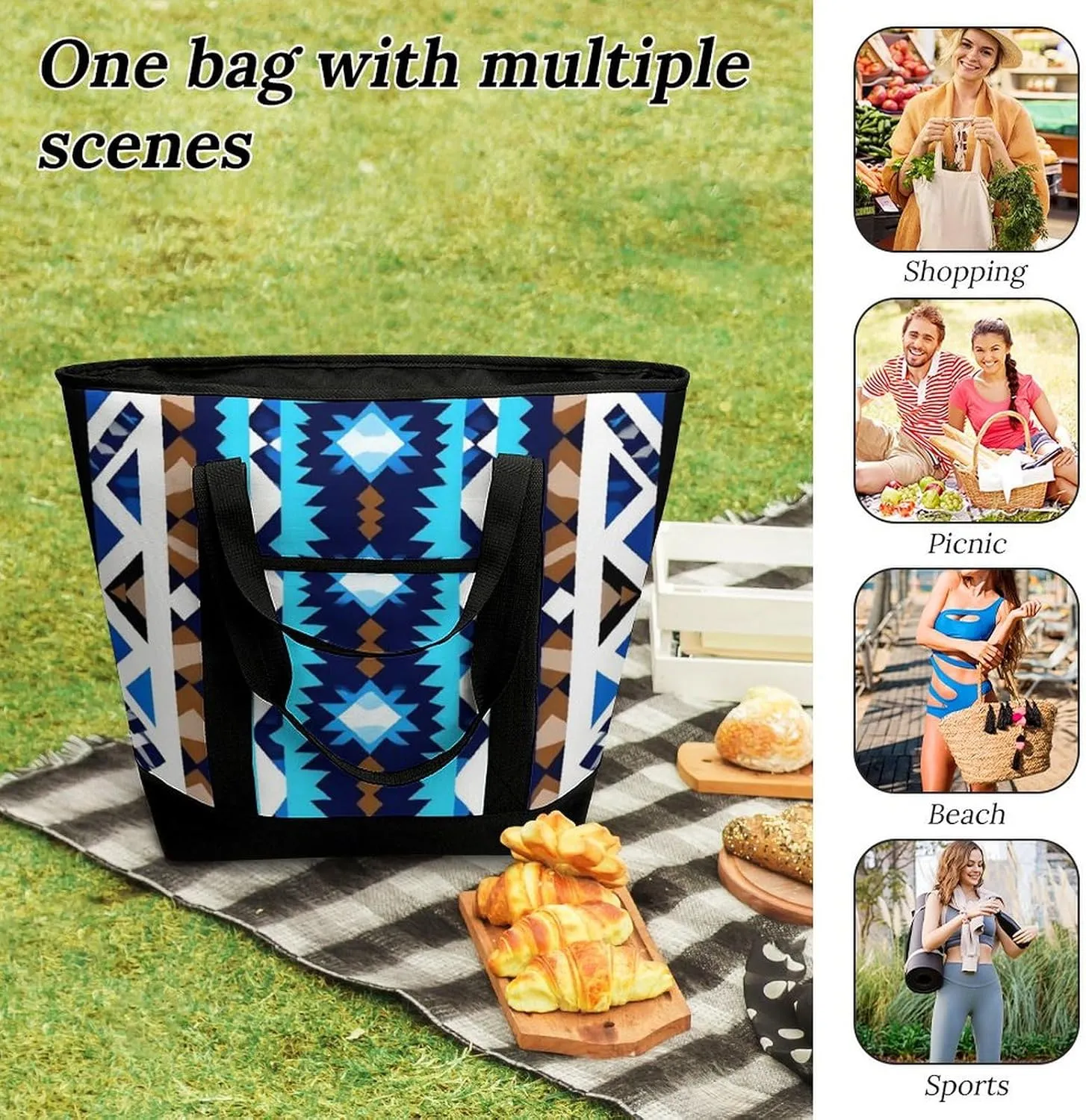 Women's Spacious Thermal Shoulder Bag Stylish Insulated Shopping Tote
