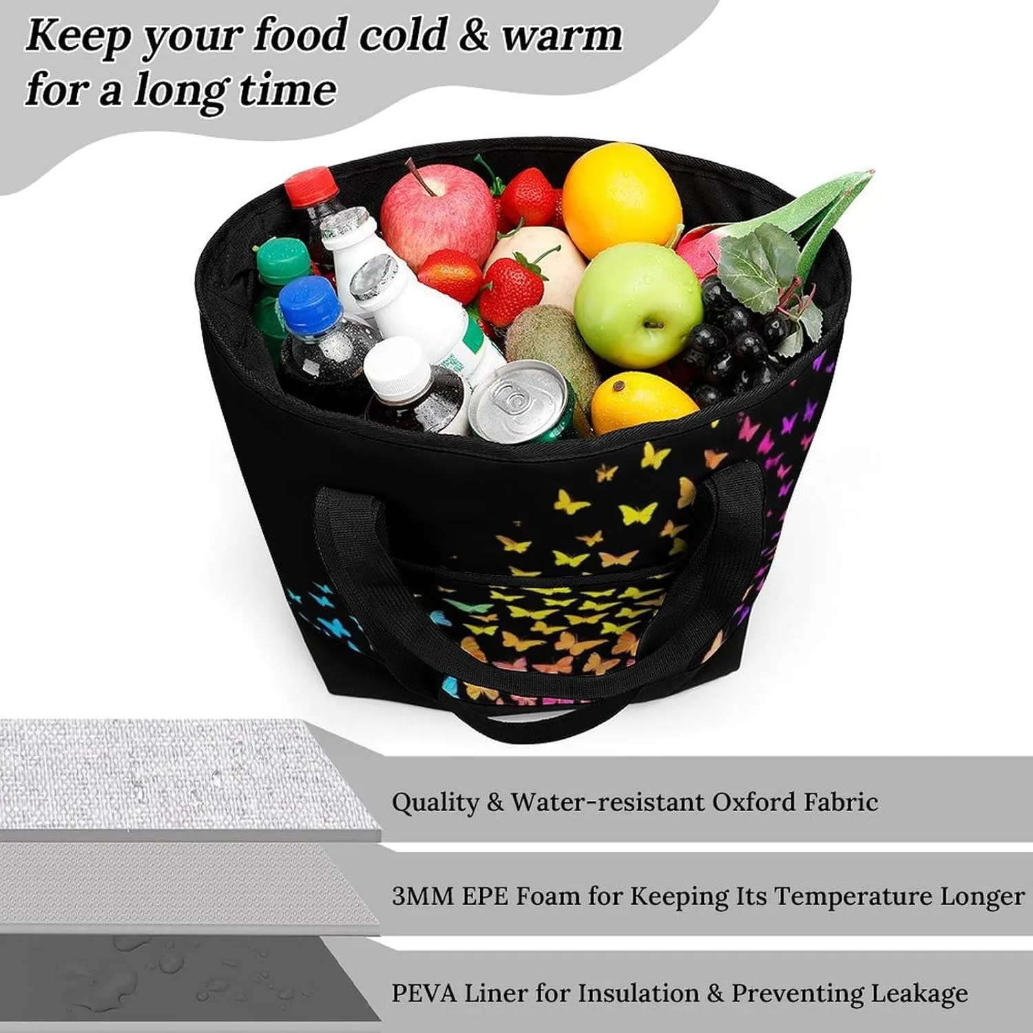 Women's Spacious Thermal Shoulder Bag Stylish Insulated Shopping Tote