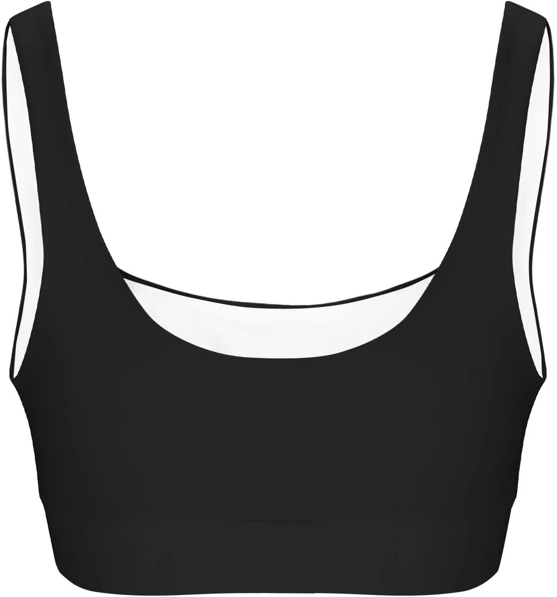 Women's Sports Bra Bikini Tops Athletic Swim Top Scoop Neck Bathing Suits Top Modest Padded Crop Tops Swimsuit Only