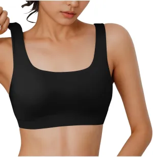 Women's Sports Bra Bikini Tops Athletic Swim Top Scoop Neck Bathing Suits Top Modest Padded Crop Tops Swimsuit Only