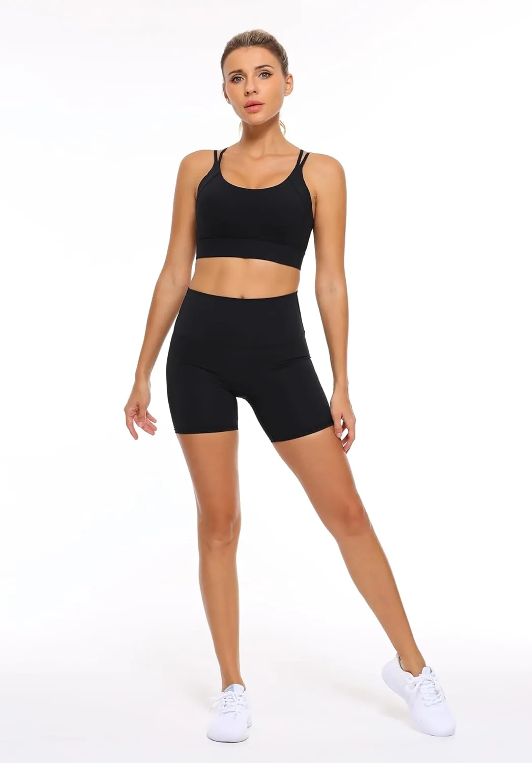 Womens Sports Bras Strap Yoga Tops for Fitness Soft Wear Hollow Cross Line Back Padded YOYB0003R