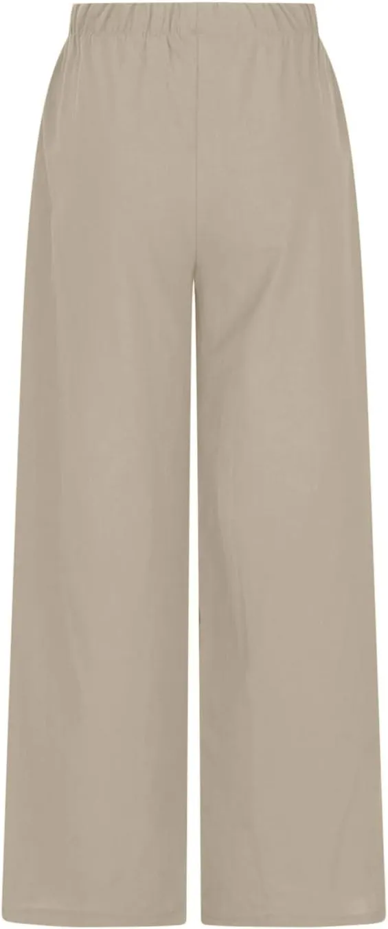 Women's Summer Drawstring High Waist Wide Leg Pants Loose Breathable Soft Comfy Trouser Cotton Linen Palazzo Pants