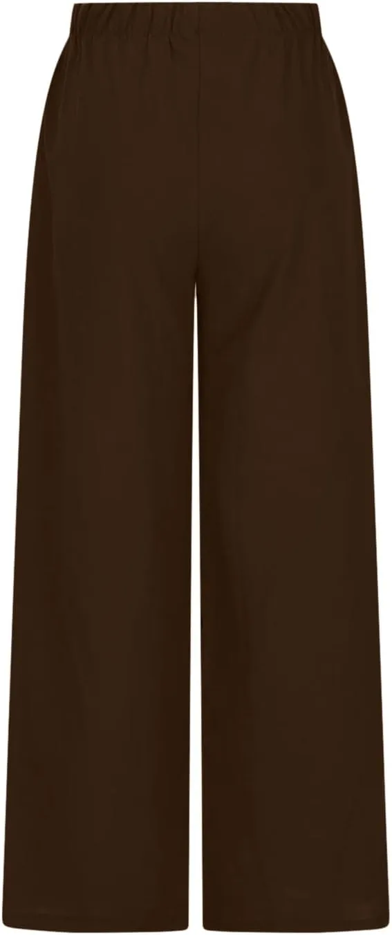 Women's Summer Drawstring High Waist Wide Leg Pants Loose Breathable Soft Comfy Trouser Cotton Linen Palazzo Pants