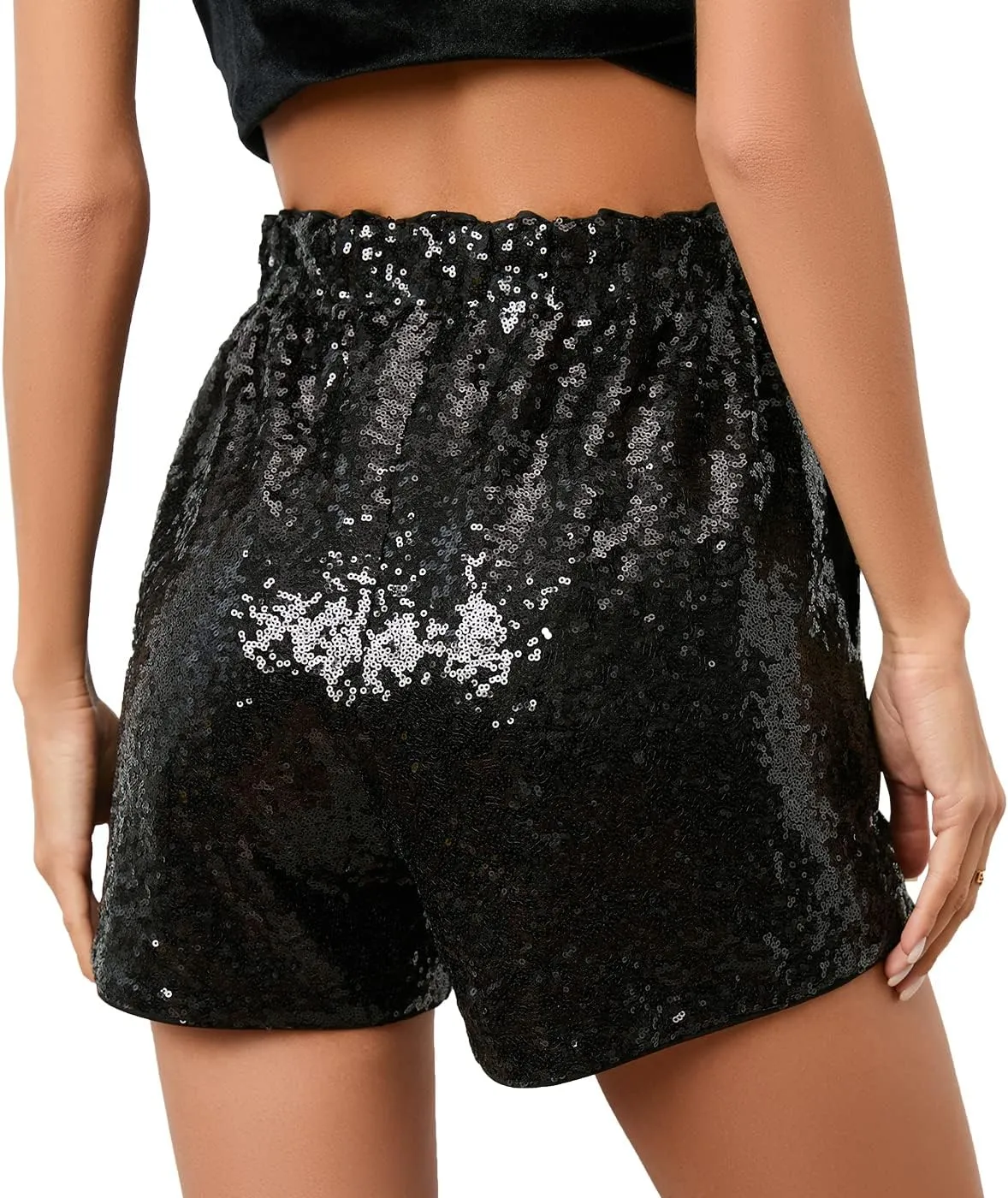 Women's Summer Sequins Shorts High Waist Casual Loose A Line Hot Pants Sparkly Clubwear Night-Out Skorts