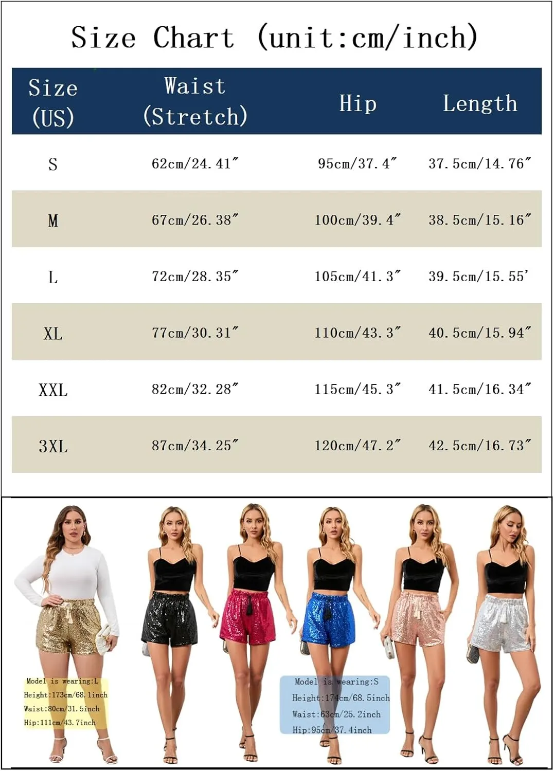 Women's Summer Sequins Shorts High Waist Casual Loose A Line Hot Pants Sparkly Clubwear Night-Out Skorts