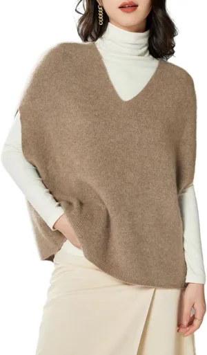 Women's Sweater Vest 100% Merino Wool Lightweight Sleeveless Pullover V-Neck Knit Basic Vest Short Tops