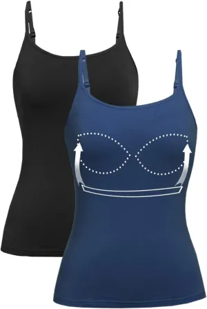 Womens Tank Tops Adjustable Strap Camisole with Built in Padded Bra Vest Sleeveless Layer Top 1/2/3 Packs