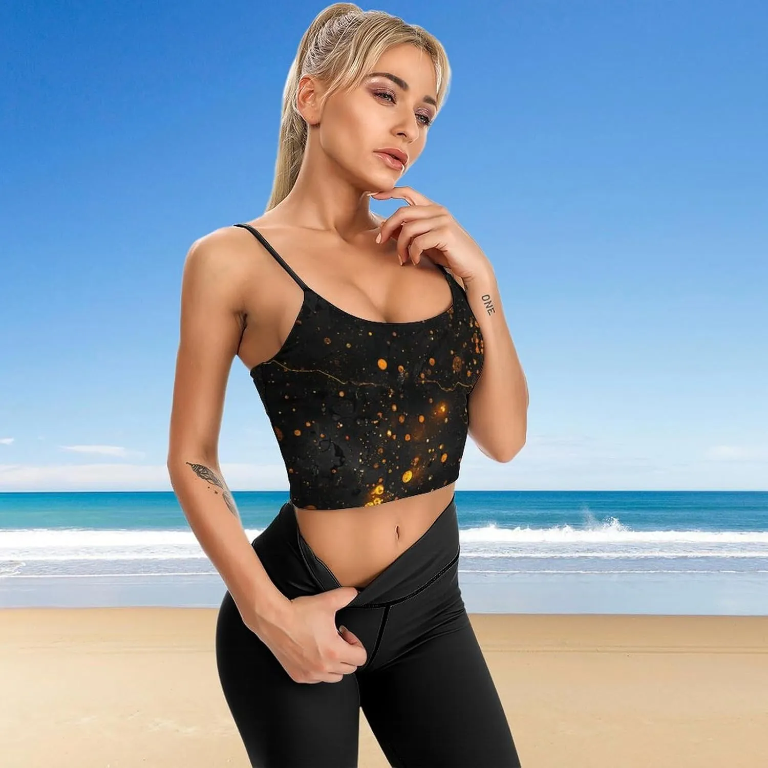 Womens Tank Tops, Summer Trendy Causal Fit Casual Tank Tunic Blouse Black Glitter Printed Camisole