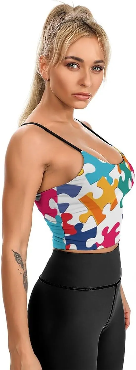 Womens Tank Tops, Summer Trendy Causal Fit Casual Tank Tunic Blouse Colour Jigsaw Printed Camisole