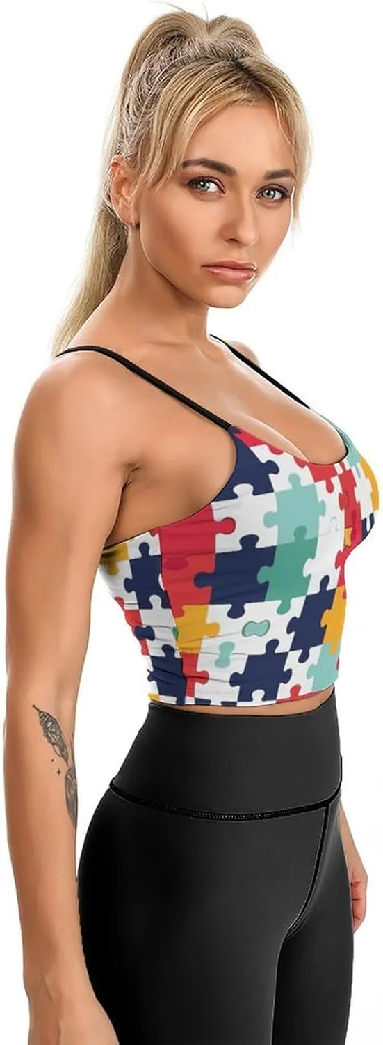 Womens Tank Tops, Summer Trendy Causal Fit Casual Tank Tunic Blouse Colour Jigsaw Printed Camisole
