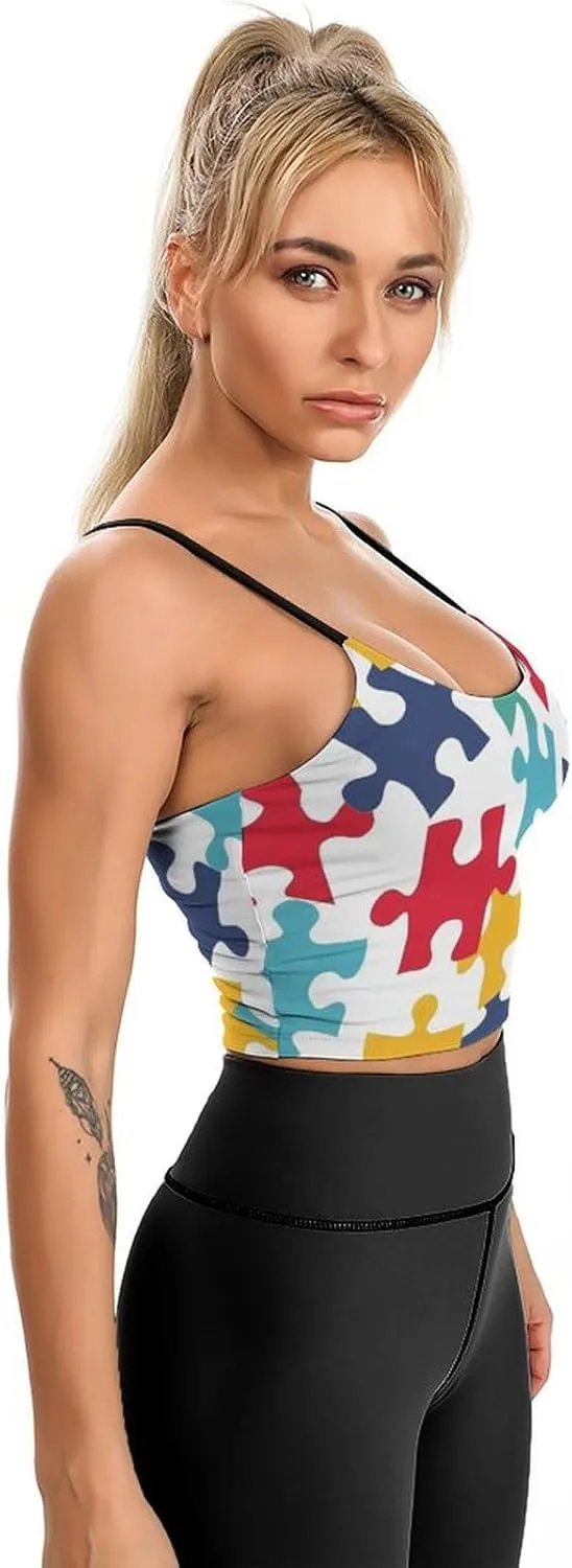 Womens Tank Tops, Summer Trendy Causal Fit Casual Tank Tunic Blouse Colour Jigsaw Printed Camisole